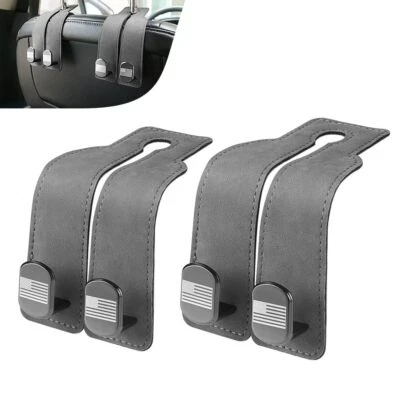 Paquete de 2 ganchos de cuero para asiento de coche bolsa portaequipajes aptos para vehículo universal Foto 1 de 4