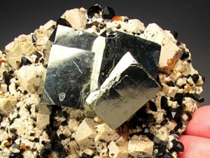 Pyrite Spessartine Garnets and Smoky Quartz Wushan Spessartine Mine China - Picture 1 of 12