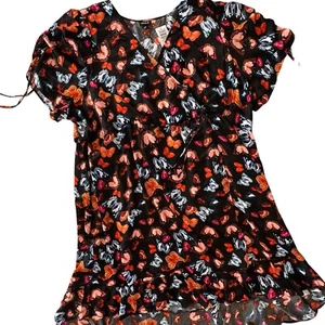 Torrid Butterfly Print Midi Brushed Charmeuse Wrap Dress 6X Tie Cap Sleeve NWT - Picture 1 of 15