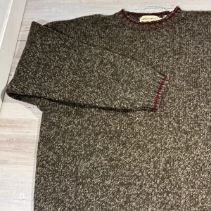 Maglione vintage Eddie Bauer 100% lana uomo XXL marrone righe rosse nonno anni 90 - Foto 1 di 8