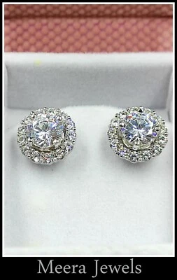 Pendiente para mujer con dos en uno de circonitas cúbicas de corte brillante redondo cristalino Foto 1 de 4