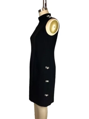 Funda midi sin mangas cuello mandarín negro años 90 Teri Jon Ricki Freeman talla 10 Foto 1 de 4