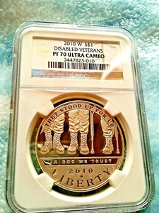 2010 W S $1 DISABLED VETERANS PF 70 ULTRA CAMEO "NGC" - Picture 1 of 6