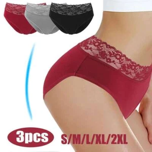 3X Womens Lace Underwear High Waist Stretch Briefs Soft Underpants Panties S-2XL - Picture 1 of 12