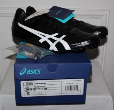NUEVA CAJA Asics Hombres Hypersprint 7 Negro Blanco Pista Picos Zapatos Tenis 12 Foto 1 de 4