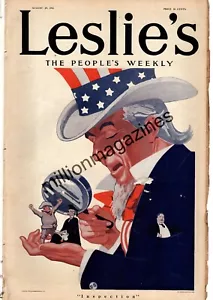 1912 Leslies August 29 - Uncle Sam examines the candidates; Naval Pageant; - Picture 1 of 1