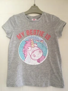 GEORGE ASDA 7-8 Y Girls Despicable Me Minions Swipe Sequin Unicorn Dog T-Shirt - Picture 1 of 6