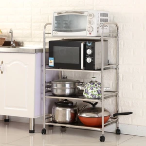 4 Tier Kitchen Trolley Cart Stainless Steel Shelves Storage Wheels Castors - Picture 1 of 9