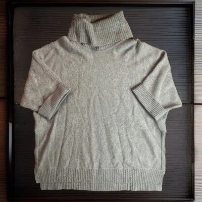 LL Bean Sweater Womens Wool Grey Turtleneck Short Sleeve Poncho Merino Wool XS-S - Image 1 of 4