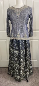 2-Piece Beaded Top & Brocade Lehenga Skirt Saree Palace India Sz 44 - See Desc - Picture 1 of 24