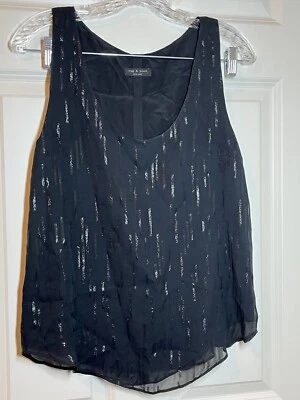 Rag & Bone 100% Silk Layered Tank Black Vertical Stripes Size 2 Whimsigoth Fairy - Image 1 of 4