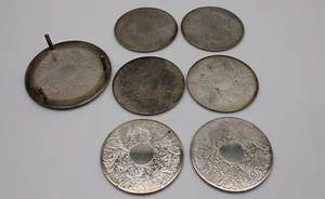 Vintage Metal Coasters Set of 6 w Stand - Mid Century from 1950s - 3.75" Round - Picture 1 of 8