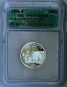 2006-S NORTH DAKOTA SILVER WASHINGTON QUARTER - ICG PR70DCAM - FREE SHIP! - Picture 1 of 2