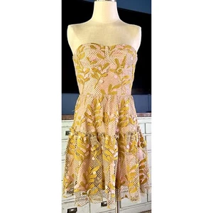 NWT New $230 Eva Franco Cossette Strapless Embroidered Floral Mini Dress 6 - Picture 1 of 9
