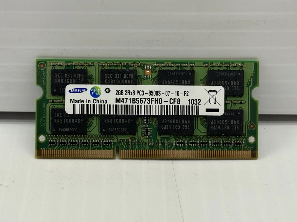Samsung 2GB DDR3 2Rx8 PC3-8500S 1066MHz SODIMM Laptop Memory – M471B5673FH0-CF8 - Image 1 of 2