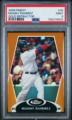 MANNY RAMIREZ PSA 9 2008 TOPPS FINEST BASEBALL #45 GOLD REFRACTOR #/50 - Image 1 of 2