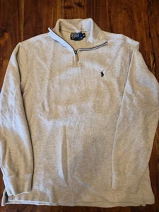 Polo Ralph Lauren 1/4 Quarter Zip Pullover Sweater Mens M Oatmeal Long Sleeve - Picture 1 of 6
