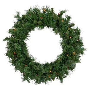 Northlight Chatham Pine Artificial Christmas Wreath 24-Inch Multi-Color Lights - Picture 1 of 3