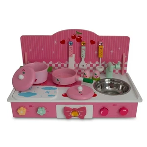 Wooden Pink Toy Kitchen Play Set 22 Inches - Picture 1 of 4