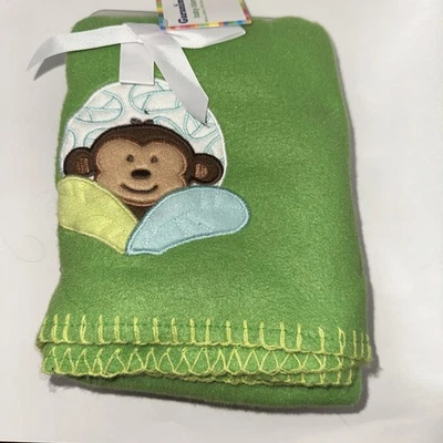 NWT Green Monkey Baby Lovey Security Blanket Fleece Jungle - Image 1 of 4