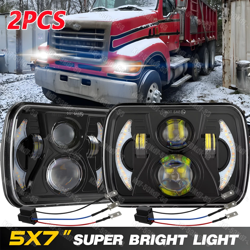 2X Se adapta a Sterling Truck LT9500 7x6" 5X7" faros LED con señales de giro DRL Foto 1 de 4