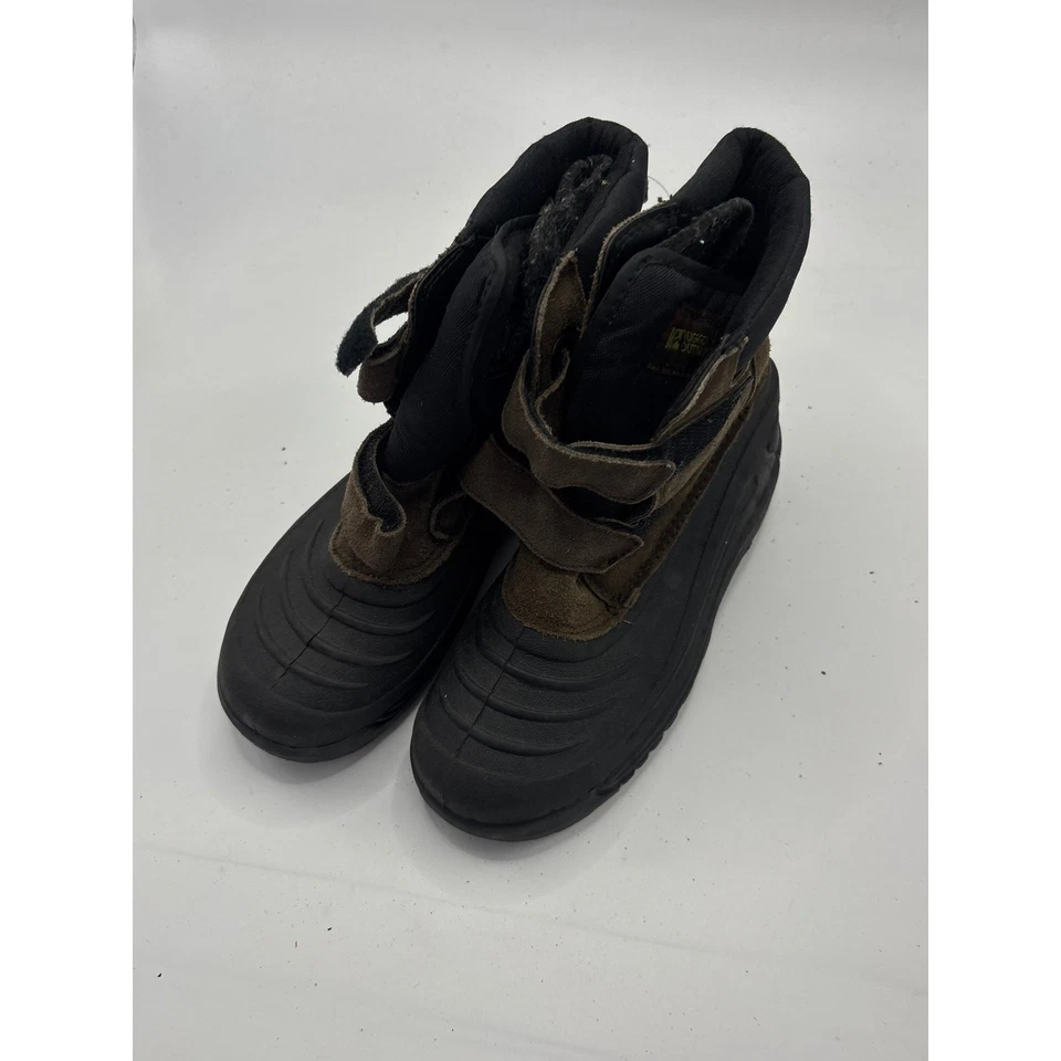 Rugged Outback Kids Black Brown Waterproof Winter Snow Boots Size 3 Hook Loop - image 1 of 4