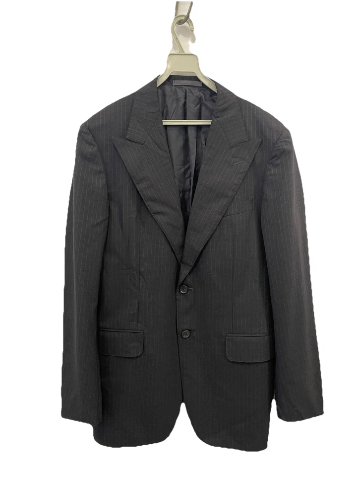 AS# Gucci Men’s Blazer 48R Pinstripe Wool Jacket Black 2-Button Slim Fit Italy - Image 1 of 4