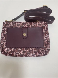 Ralph Lauren Monogram Signature Logo Coated Canvas Medium Jamey Crossbody Bag - Picture 1 of 10