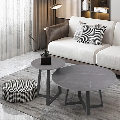 Ten Years Warranty Real Sintered Stone Nesting Coffee Table Marble Top Set of 2 - Image 1 of 4