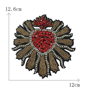 Red Love Heart Beaded Apllique Patch Patches