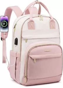 LOVEVOOK Zaino Donna 15,6”Laptop Antifurto Viaggio Scuola Bianco/Rosa - Foto 1 di 8
