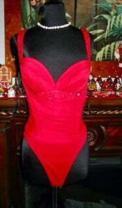 NEIMAN TADASHI WEIHNACHTEN ROT SeXy WUNDERSCHÖNER BODYSUIT SCHÖNE PERLEN M L TANZEN - Bild 1 von 12