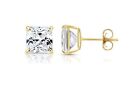 14k Yellow Gold Square Created Cubic Zirconia Stud Earrings (4MM) Plated