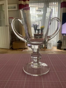 Rare Vintage Large Krosno Poland Hand Blown Double Handled Loving Glass - Picture 1 of 13