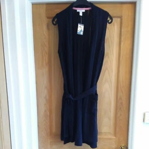 IsaacMizrahi Live Open Belted Front Pockets Longline Knitted Waistcoat Med Black - Picture 1 of 8