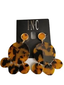 INC Gold Tortoise-Look Circle Chandelier Earrings - Picture 1 of 3