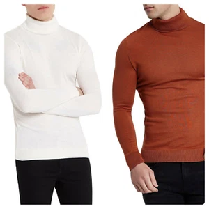 Para Hombre Ex Chain Store Cuello Alto Tortuga Rollo Tortuga Premium Tejido Jumper Polo 784 - Imagen 1 de 10