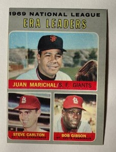 1970 TOPPS # 67 NL ERA LEADERS- MARICHAL, CARLTON & GIBSON  VG