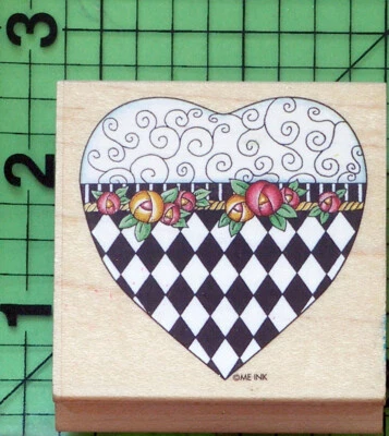 Mary Engelbreit Rose Filigree Heart 860F rubber stamp by All Night Media - Image 1 of 3