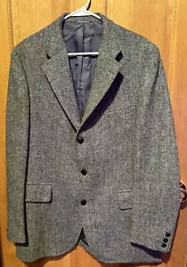 Vintage Harris Tweed 100% Wool Men’s Suit Jacket Blazer Sport Coat Size 44 Gray - Picture 1 of 8