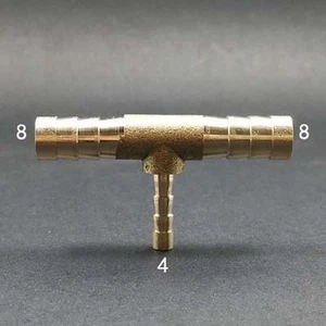 Reducer Hose ID 5/16” to 1/8" or 8 to 4 mm Brass Barb Tee Fitting Fuel Gas - Picture 1 of 1