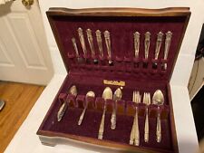 52 PCS HOLMES & EDWARDS DANISH PRINCESS INLAID I S SILVER PLATE 1938 with Case