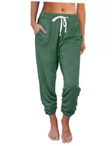 Baggy Sweatpants for Women with Pockets-Lounge Womens Pajams XX-Large Green - Picture 1 of 7