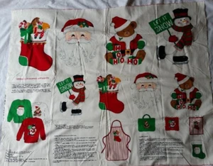 Frohe Weihnachten Applikation Stoff Panel Schneemann Santa Bär Strumpf ~ 12" und 8" - Bild 1 von 3