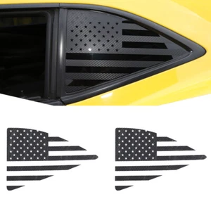 Rear Quarter Window Decal Stickers Carbon For Chevy Camaro 2010-15 American Flag - Picture 1 of 11