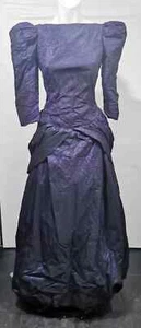 DDA ANOUSKA HEMPEL lila schwarz Crinkle Seide Langarm VINTAGE Ballkleid Gr. 6 - Bild 1 von 7