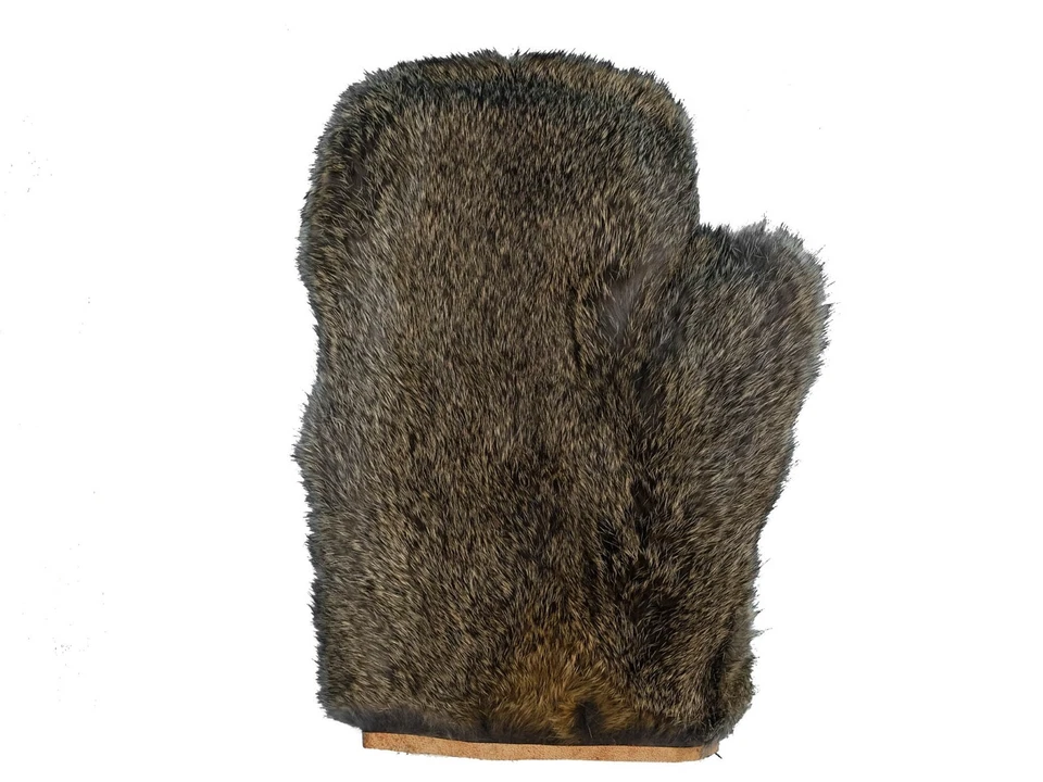 Guante de masaje de piel de conejo: marrón conejo - individual (696-9BB) L14 Foto 1 de 1