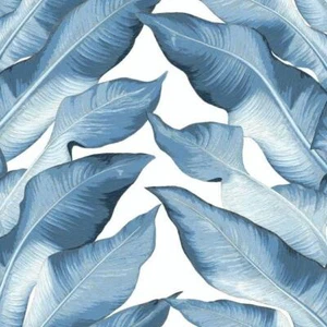 NV5543 Beverly Hills Modern Heritage Tropical leaves white blue gold Wallpaper - Picture 1 of 11