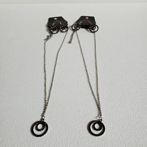  Lot of 2 Identical Necklace and Earring Sets Brand New Double Eternity Circle - Picture 1 of 10
