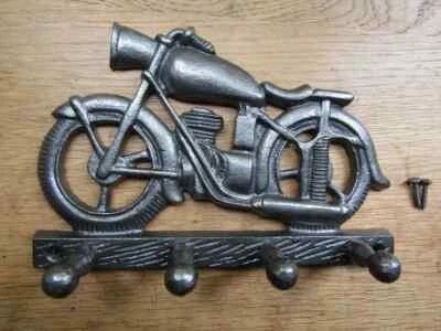 Cast iron MOTORBIKE MOTORCYCLE Hook Rail rustic vintage key tidy key hanger dog - Image 1 of 3